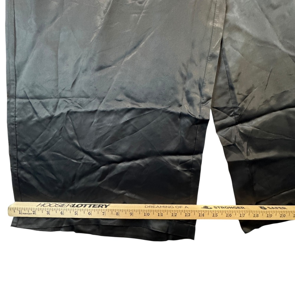 Athleta Calm Cool Wide Leg Pants Sz M Black Silky Lounge Pull‑On Cupro Flowy - Picture 8 of 10